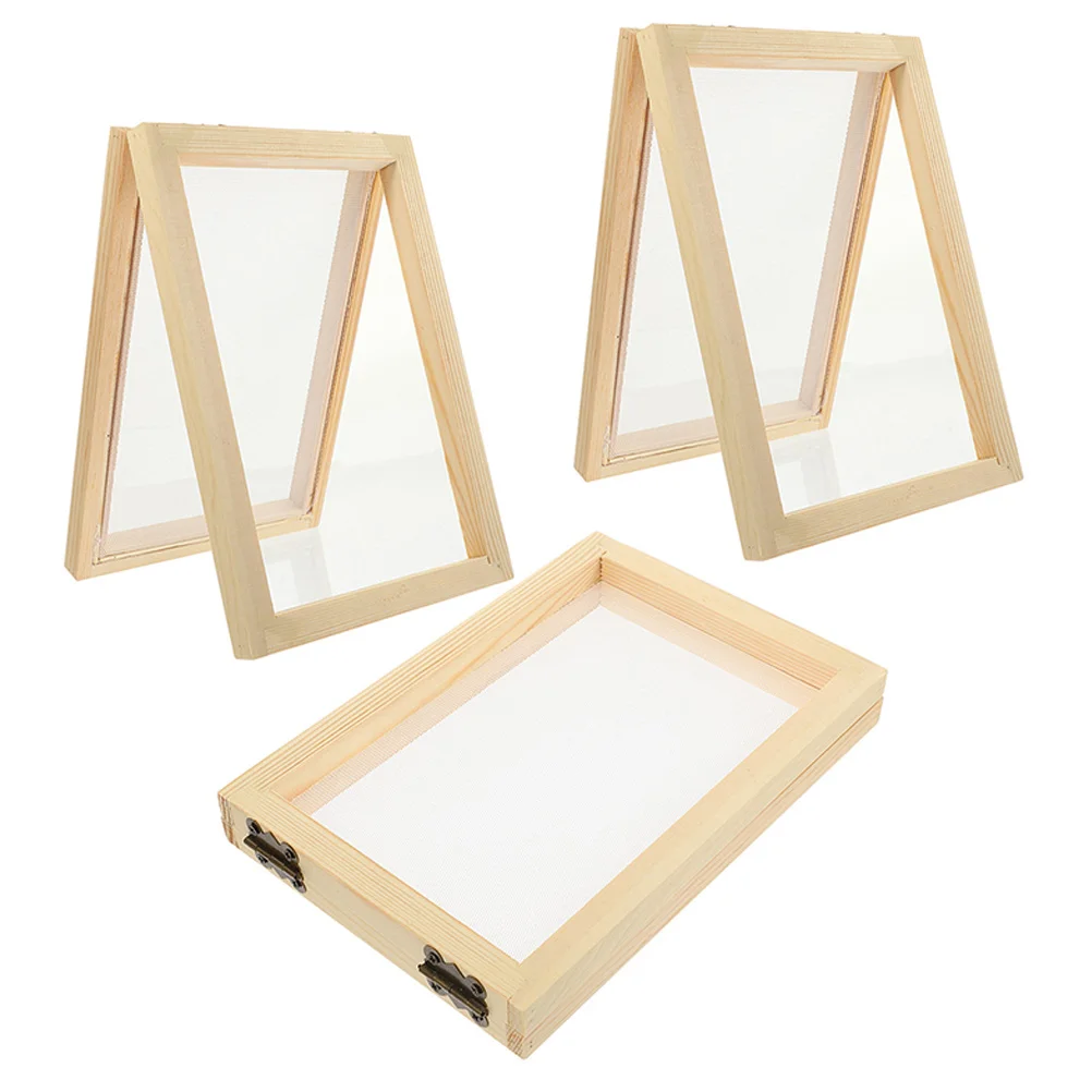 

3 Pcs Wood Art Picture Frame Material Package Kids Tools Paper Making Screen Kit