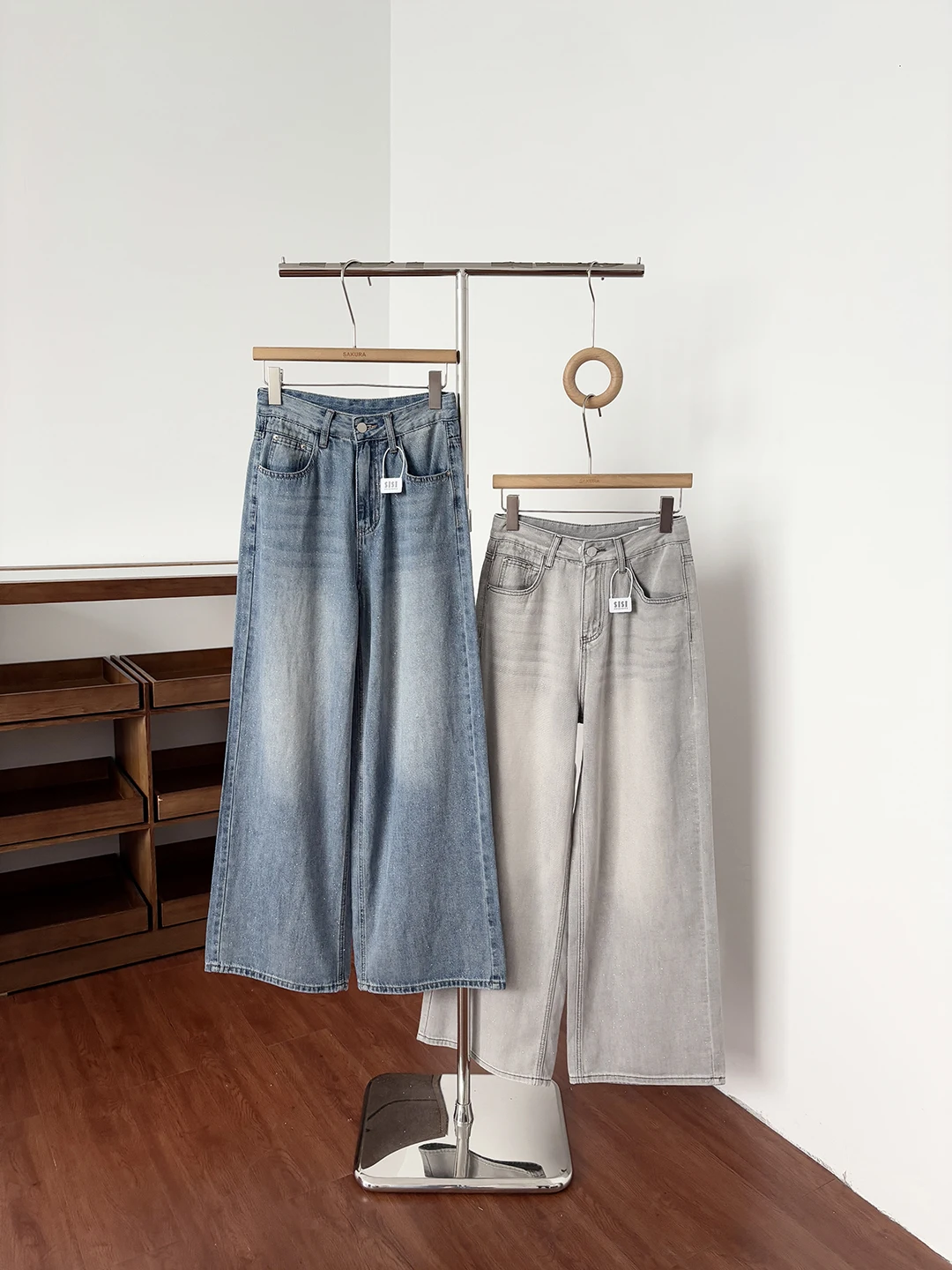 

Женские джинсы с высокой талией и широкими штанинами, летние, универсальные, в стиле ретро, с эффектом стройности, длиной в пол, синие, для повседневной носки