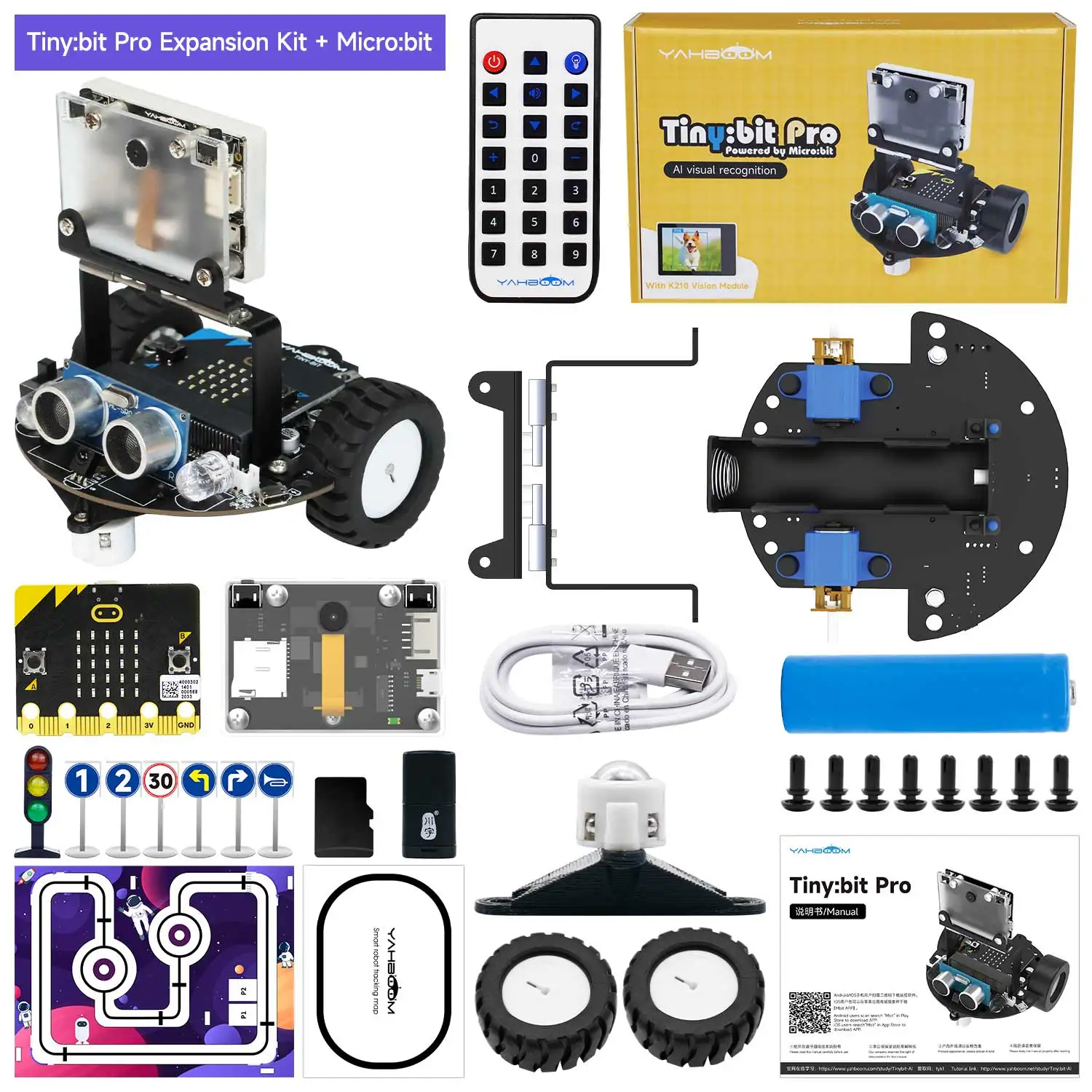 Robot inteligente Microbit superior, Robot Visual AI con módulo K210 para niños, juguete educativo de programación, proyectos electrónicos DIY