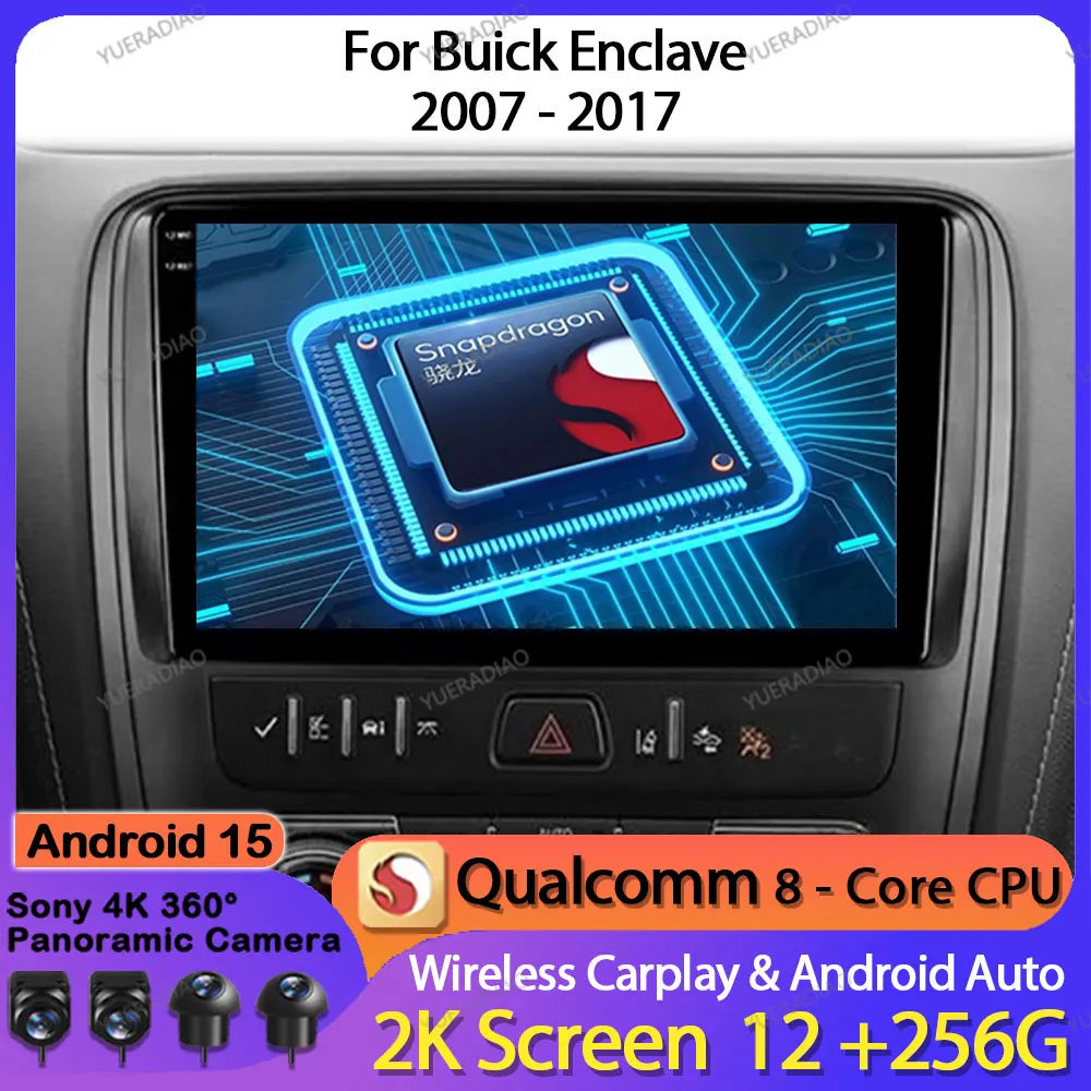 راديو سيارة أندرويد 15 لجيب بويك 2007 - 2017 BT 4G LTE 5G WIFI مشغل فيديو ستيريو متعدد الوسائط GPS NAVI 2DIN QLED Qualcomm #1