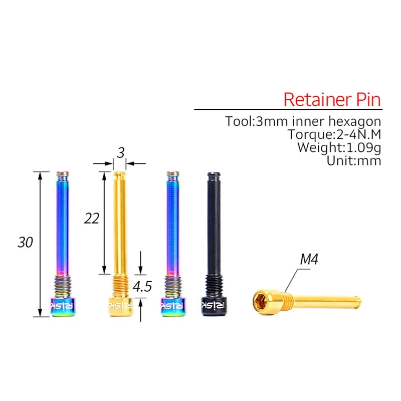 RISK 2pcs M4x26mm Titanium Alloy Bolts for Hydraulic Disc 4*26mm Oil Disc Brake Threaded Pin Screws for MTB Bicycle XT Bike