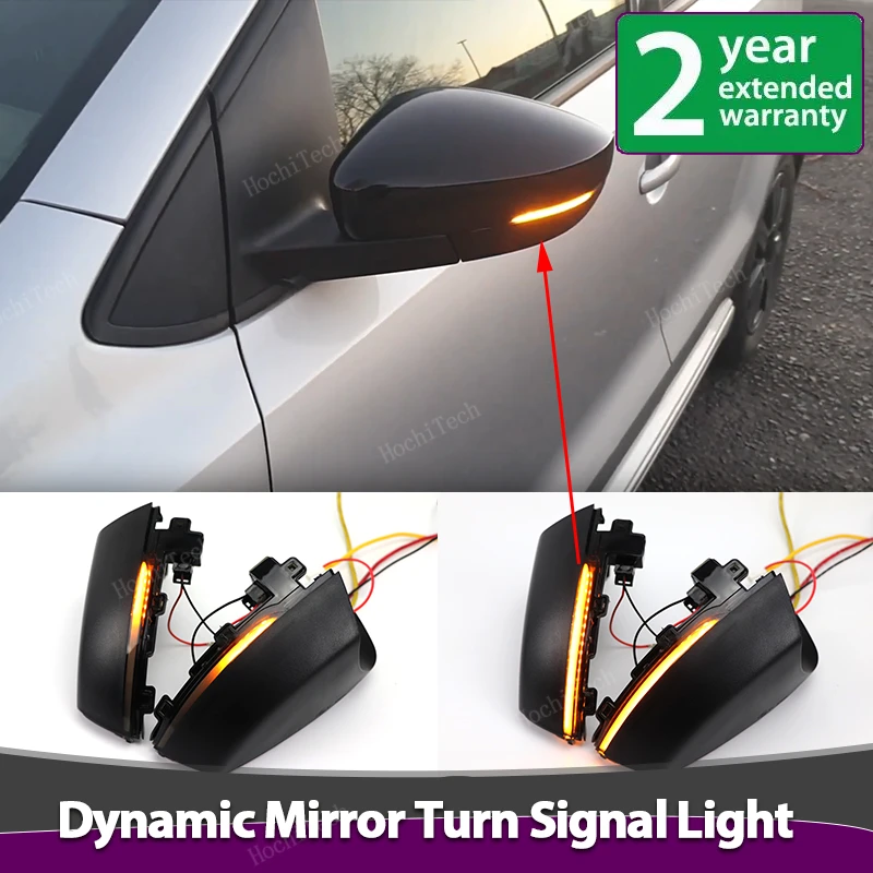 Dynamiczne lusterko boczne LED wskaźnik kierunkowskazów migacz lampy sekwencyjne dla VW Volkswagen Polo MK5 6R 6C 2009-2017