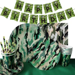 Camouflage Birthday Party Decor Kid Military Training Hunting Army Disposable Tableware Baby Shower Boy Birthday Party Supplies