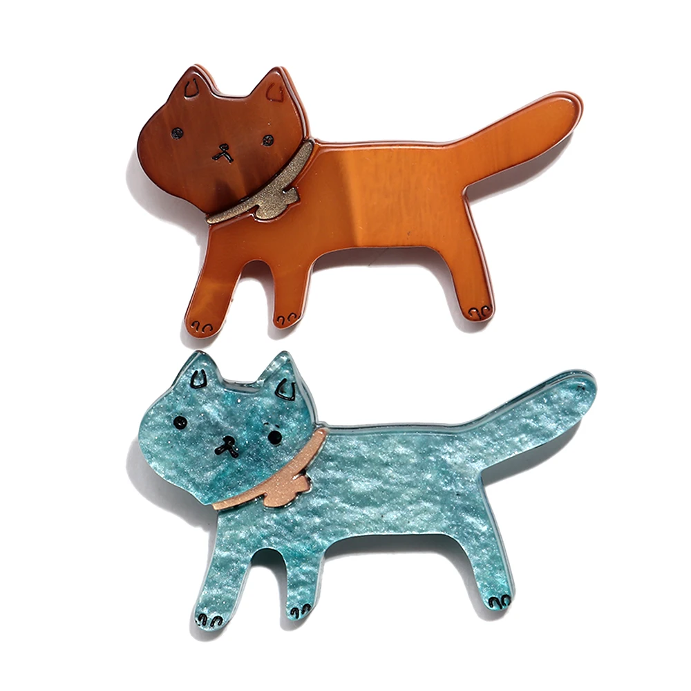 Niedliche Acryl-Tier-Broschen mit Katzenmotiv für Damen und Herren, Lustige Cartoon-Kätzchen-Anstecknadeln, Kleidungs- und Schmuck-Accessoires – Detail 1