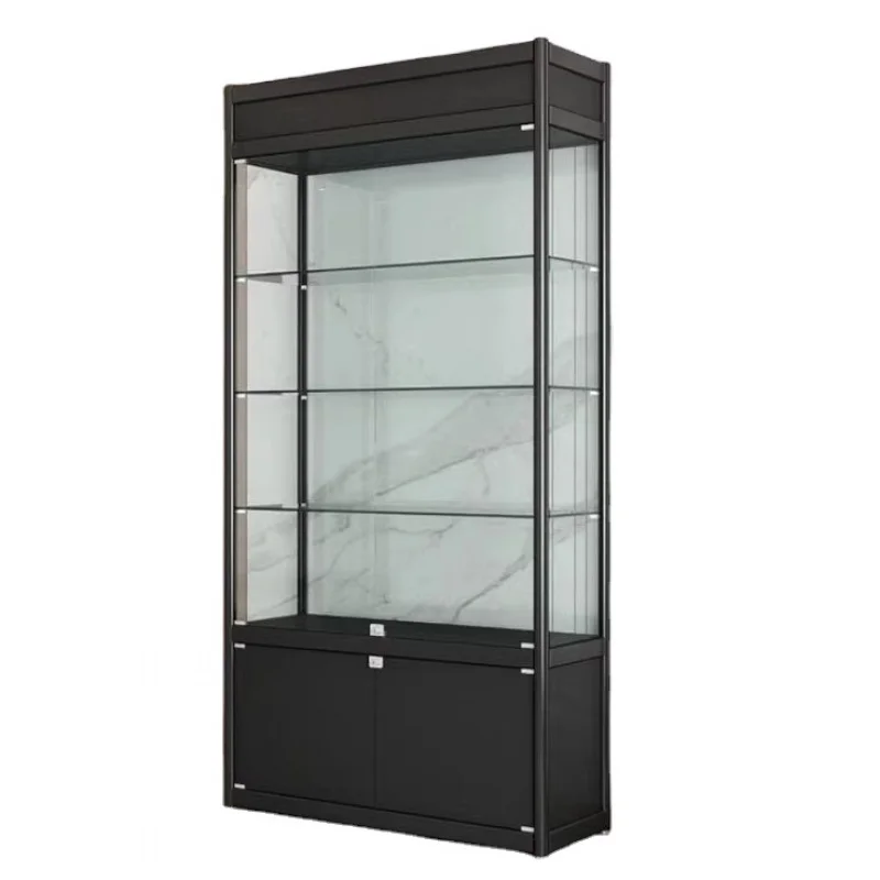 

custom.Factory Hot Sale 360 degree full Retail Store Glass Display Cabinet With Inside Led Light Glass Showcase