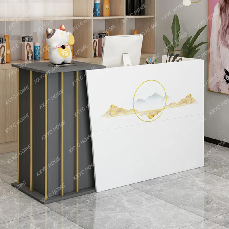 

Bar Counter Reception Desk Wood Display Cabinet Beauty Reception Desk Commercial Office Escritorios De Oficina Furniture