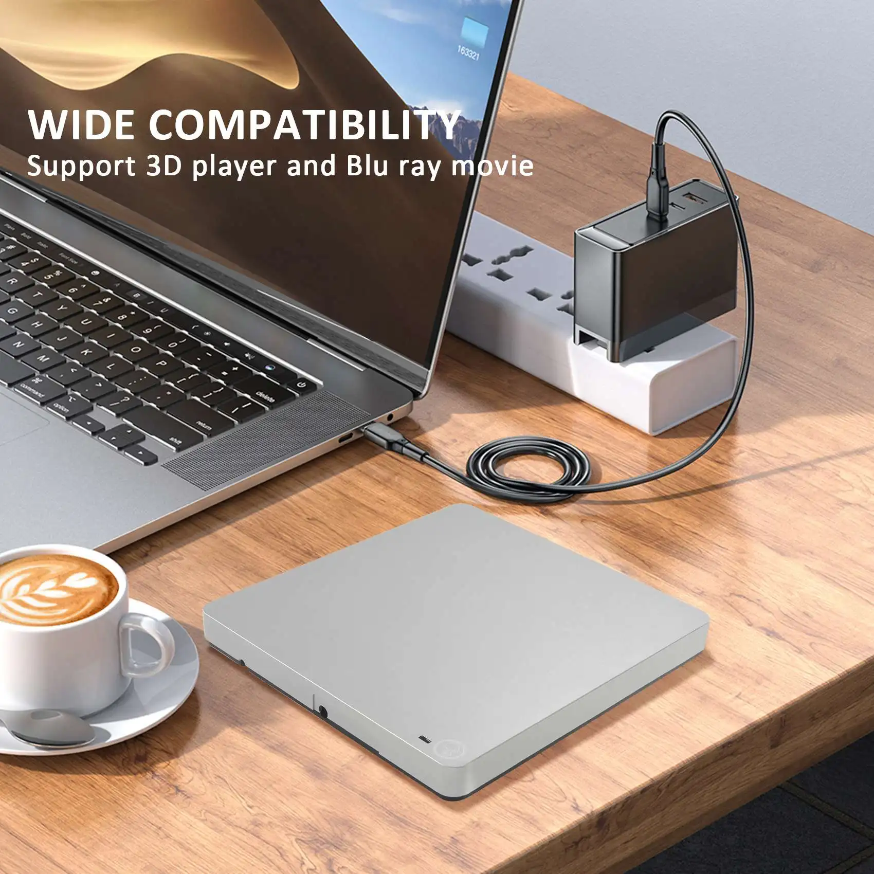 ABAZJ External 3D Blu Ray DVD Drive,USB 3.0 and Type-C Blu Ray CD DVD Drive Player Ultra Slim Slot-in CD DVD Burner