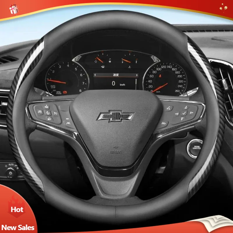 

Leather Car Steering Wheel Cover for Chevrolet Chevy Equinox Malibu Impala Aveo Traverse 2011 2012 - 2022 2023 2024 Accessories