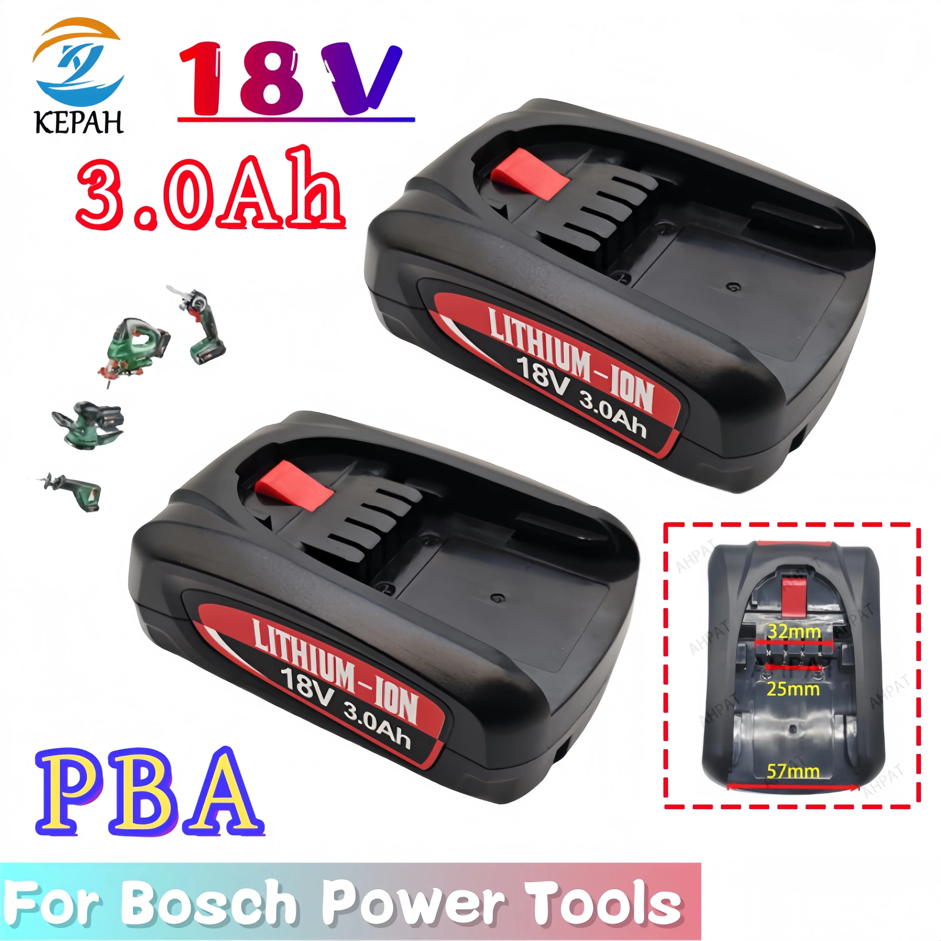 PBA 18V Dedicated Replacement Battery: 3000mAh Capacity, Compatible with Home&Garden Series PSB/PSR Tools