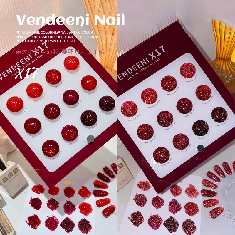 VENDEENI-Ensemble de gel pour ongles, 12 couleurs, œil de chat, pour salon de manucure, professionnel, Non-CUUV, kit d'art, personnalisé, vente en gros, nouveau, 2024