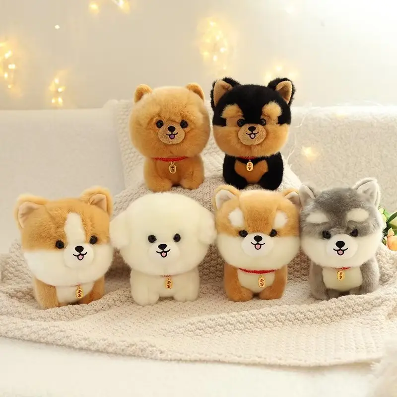 Plush Dog Puppy Toy Realistic Stuffed Husky/Corgi/chow chow/Akita Baby Doll Soft Cuddly Dog Toys For Girls Lovely Gifts