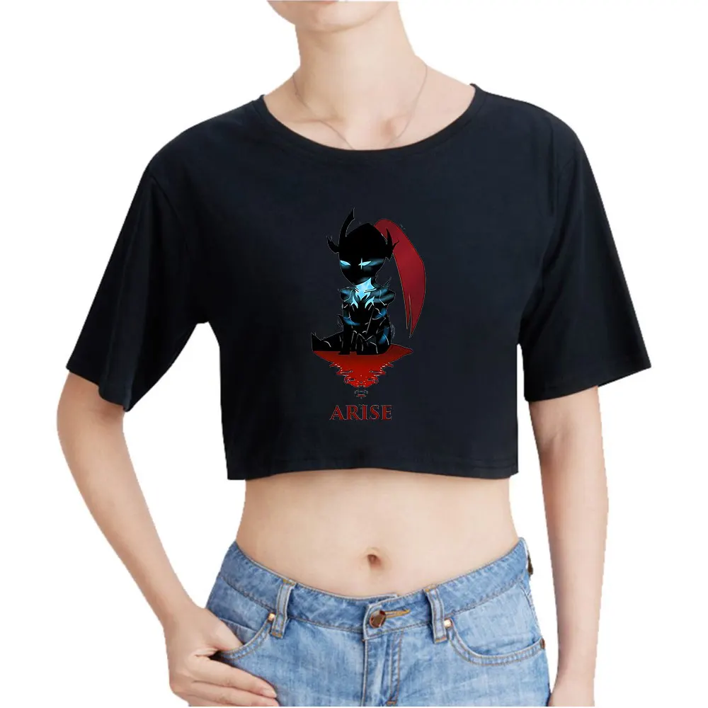 Solo Leveling Vintage 90s Crop Top T-Shirt Fashion O-Neck Tops Oversize Tshirt Fashion Women Tee