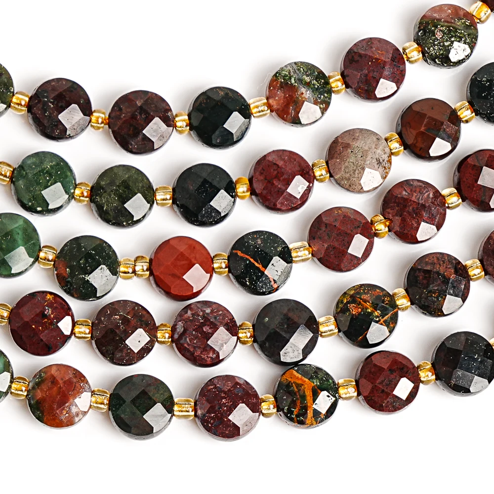 OLD OCEAN AGATE GEMSTONE BEADS NATURAL STONE 6MM FACETED ROUND COIN LOOSE BEADS FOR JEWELRY MAKING DIY BRACELET NECKLACE MULTICO 3