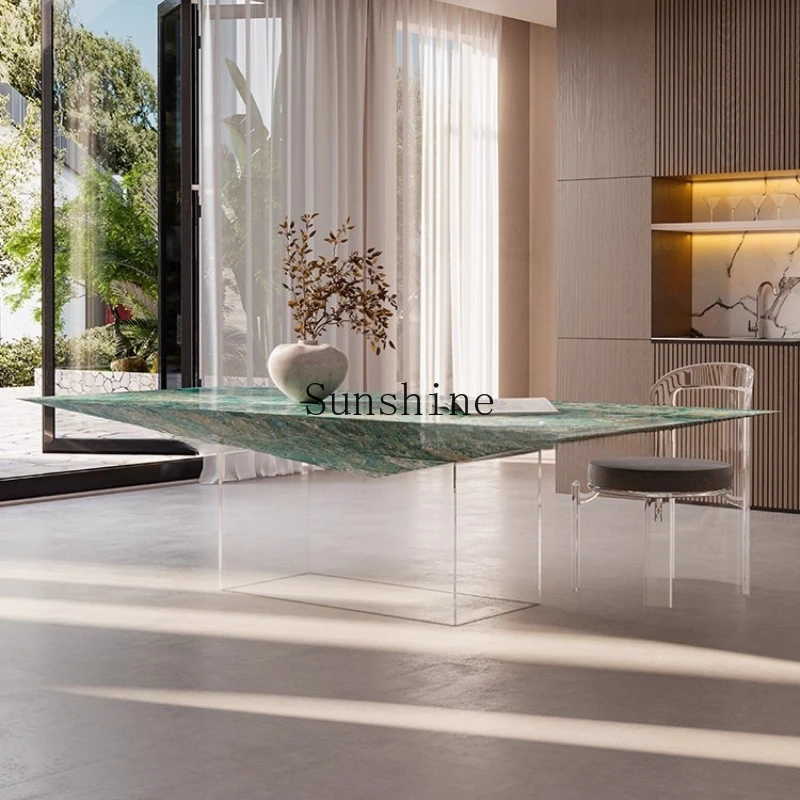 

Light luxury high-end transparent suspended Italian simple luxury stone dining table