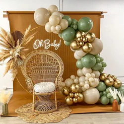 126pcs Green, gold, and Sand white balloon arch set for birthdays, weddings, gender reveal, bachelorette party, family reunion
