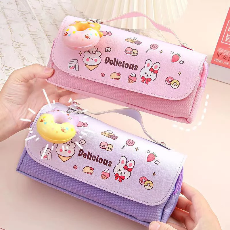 High-capacity Kawaii Pencil Case Creative Decompression Pen Pouch Cute Waterproof Stationery Organizer Box School Supplies