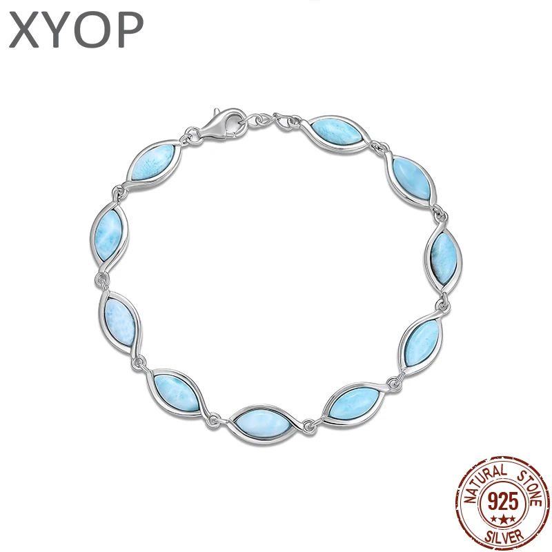 XYOP Natural Larimar Blue Pear-Shaped Ethnic Bracelet Burning Christmas, Warm For Love, Warm Winter Praise