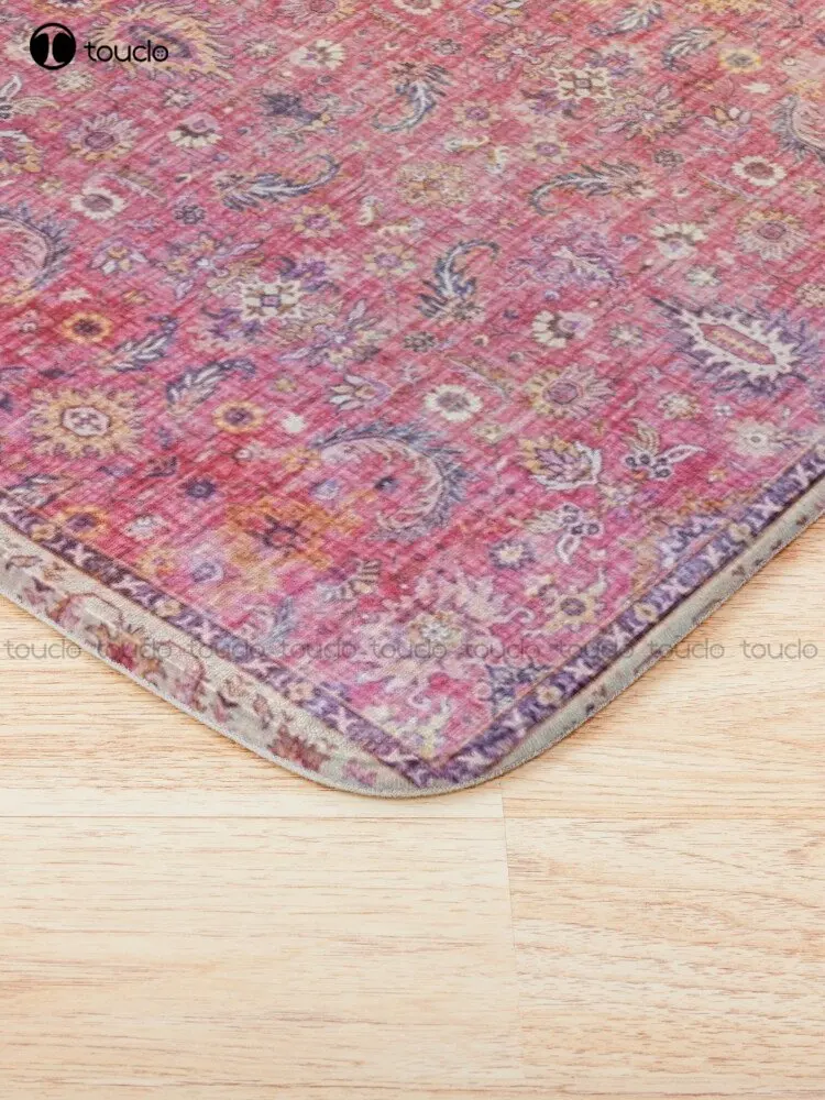 Antique Traditional Pink Oriental Moroccan Style  Bath Mat Poster Bathroom Rug