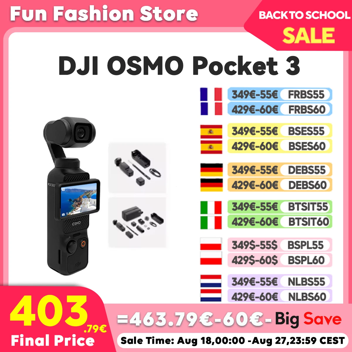 DJI-pantalla táctil giratoria Osmo Pocket 3, Sensor potente de 1 pulgada, 4K/120fps, 2 pulgadas, original, nuevo, en stock