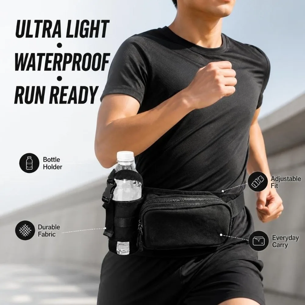 Waterproof Running Waist Pack Adjustable Oxford Crossbody Running Belt Bag Lightweight Sports Shoulder Pack Trail Exercise