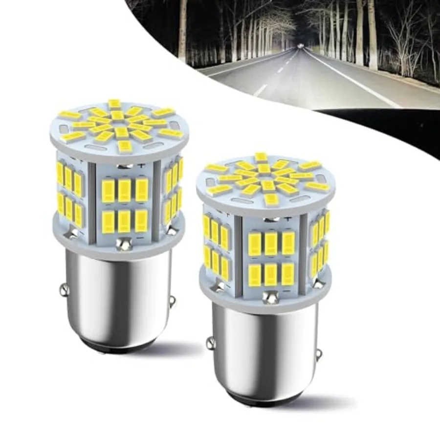 

2 PCS Car 1157 LED Dual Contact Brake Light, BAY15D 7528 1154 3496 2357 2057 3014-54SMD Super Bright Bulb, Tail Parking Light R