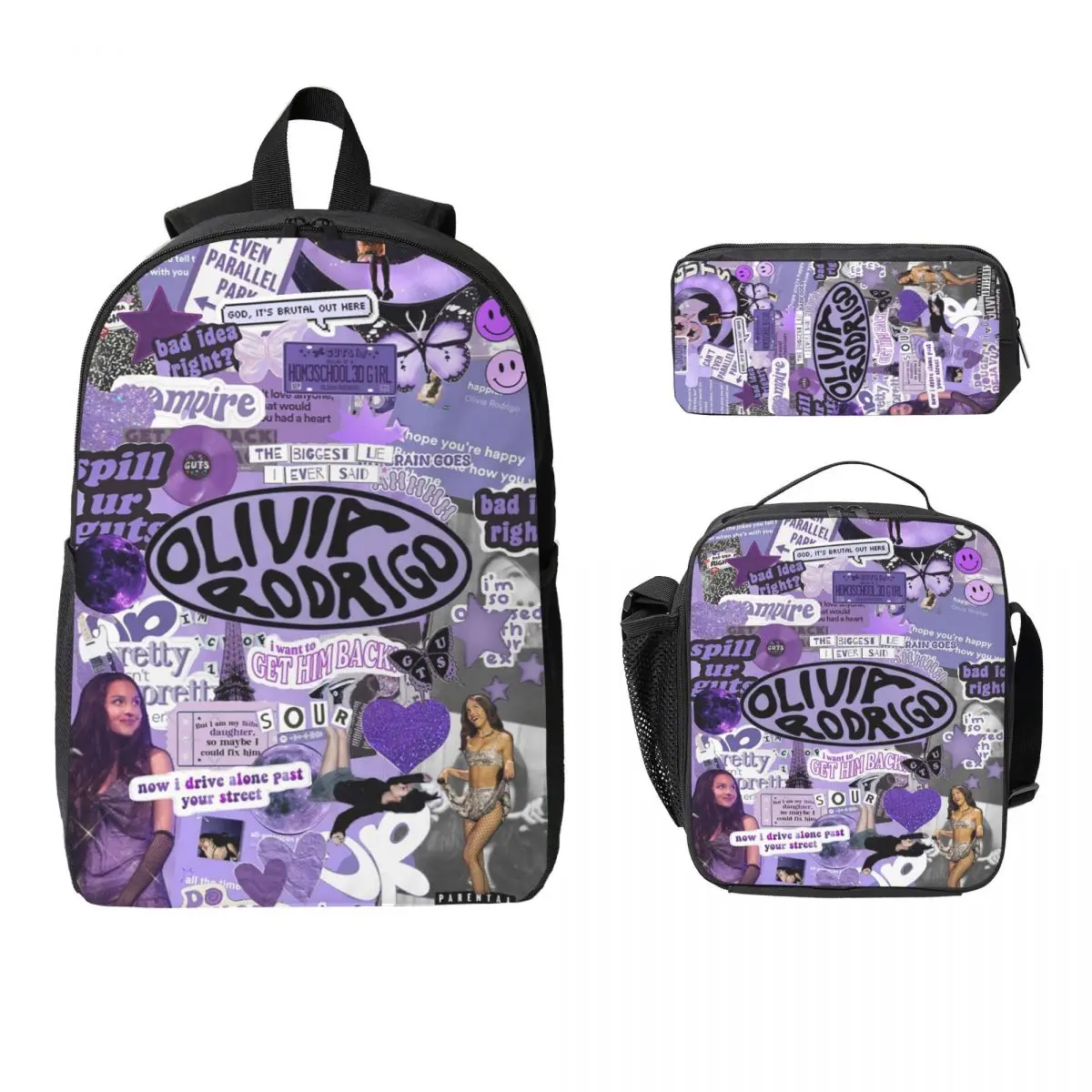 

Olivia Vampire Rodrigos Sour Backpack Boys Girls BookBag School Bag Laptop Shoulder Bags 3ps Insulated Lunch Bag Pencil Case
