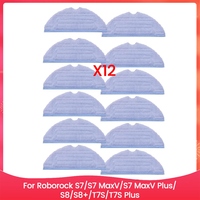 A17F-12PCS Microfiber Mop Pads Kit for Roborock S7 S7MaxV S7MaxV Plus S8 S8+ T7S T7S Plus Vacuum Cleaner Replacement Parts