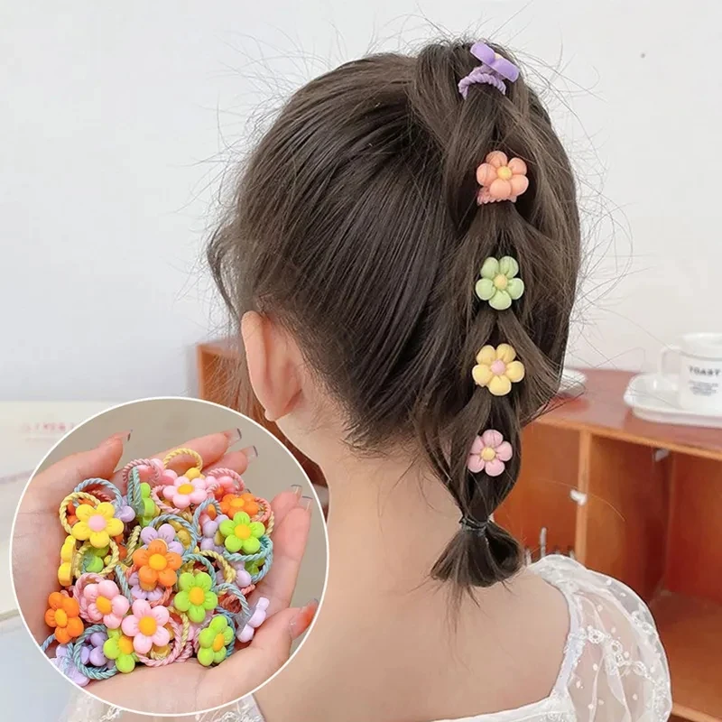 50Pcs/Lot Children Hair Accessories Girls Cartoon Elastic Hair Bands Baby Head Rope Kids Small Animal Headband Cute Headdress