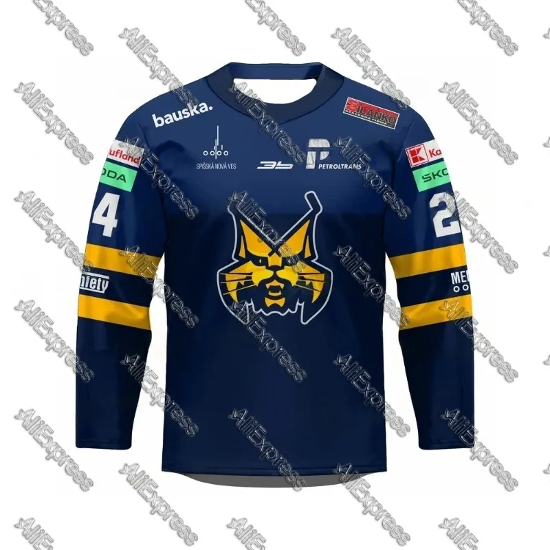 الصيف EHL HK Spisska Nova Ves الوافدين الجدد 2025 للجنسين اللاعبين تشيكوسلوفاكيا ثلاثية الأبعاد طباعة الهوكي جيرسي طاقم الرقبة تي شيرت الكبار طفل