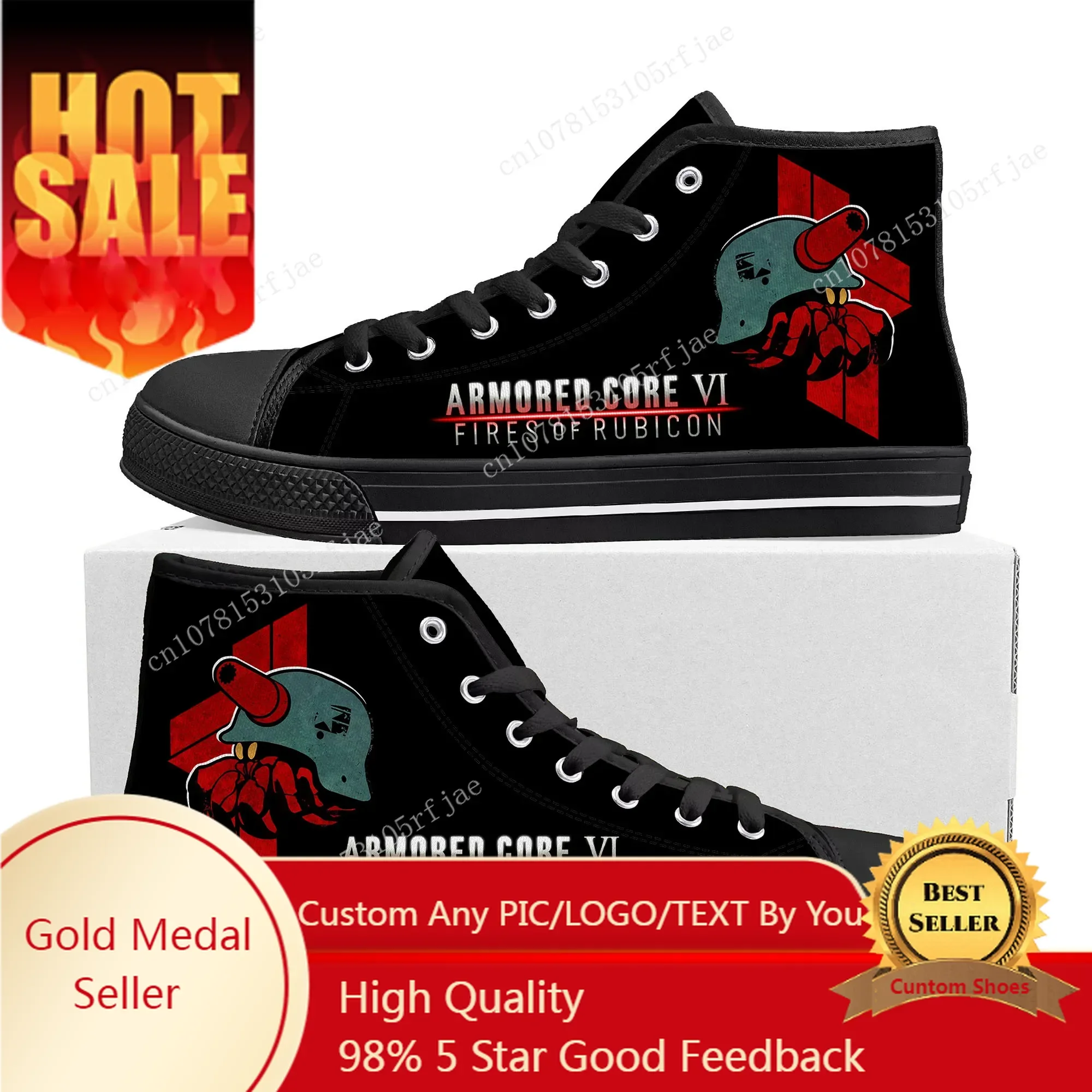 

Armored Core VI Fires of Rubicon High Top Sneakers Cartoon Game Men Women High Quality Canvas Sneaker Custom Built Couple Shoes