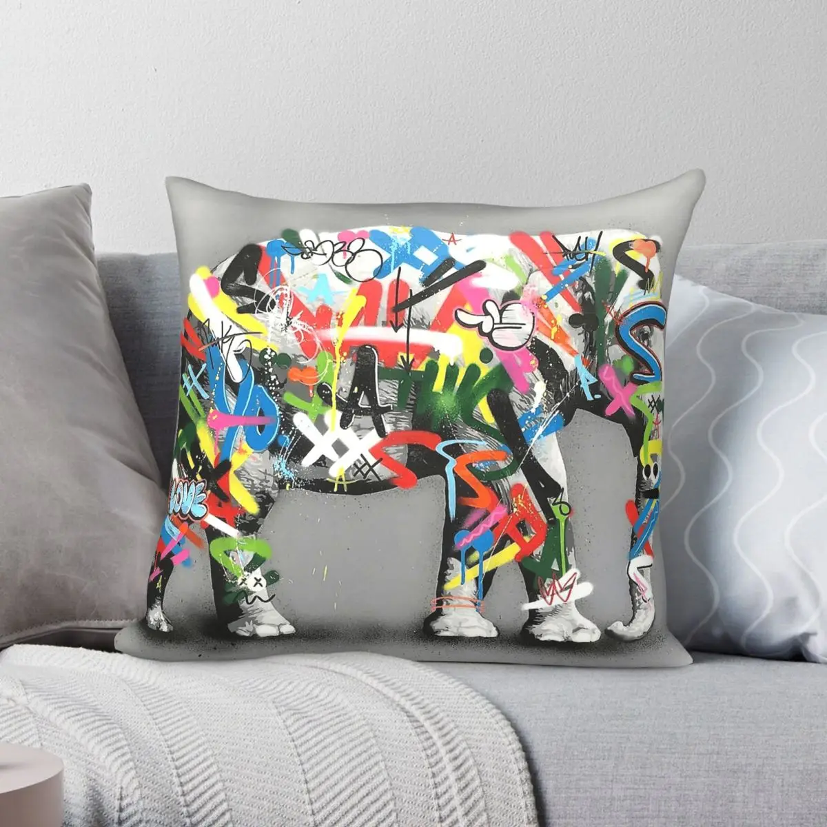 Elephant Martin Whatson Urban Square Pillowcase Polyester Linen Velvet Pattern Zip Decor Throw Pillow Case Sofa Seater Case 18