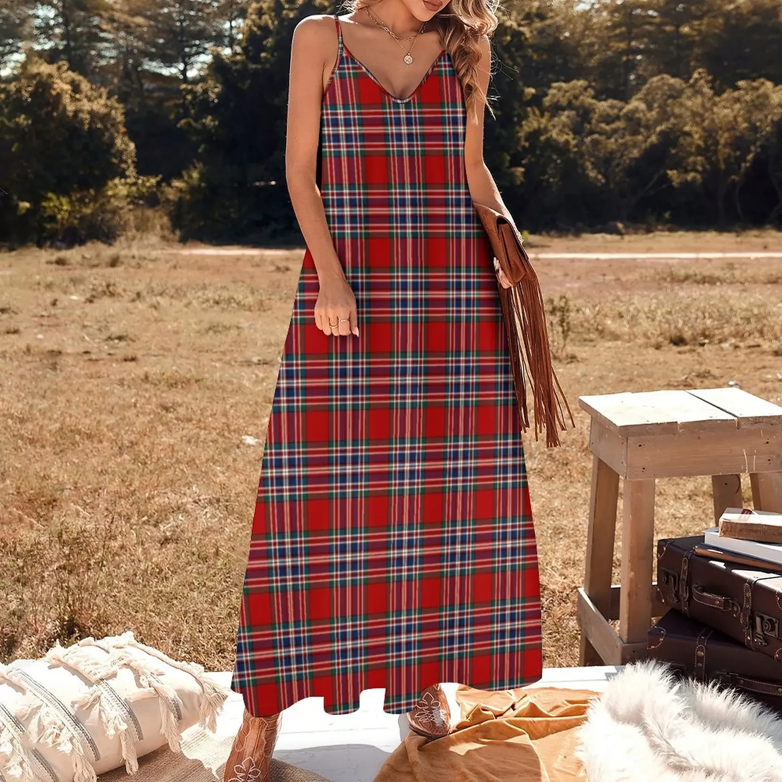 Clan Macfarlane Tartan ärmelloses Kleid Damen Sommerkleid 2024 Damen kleider