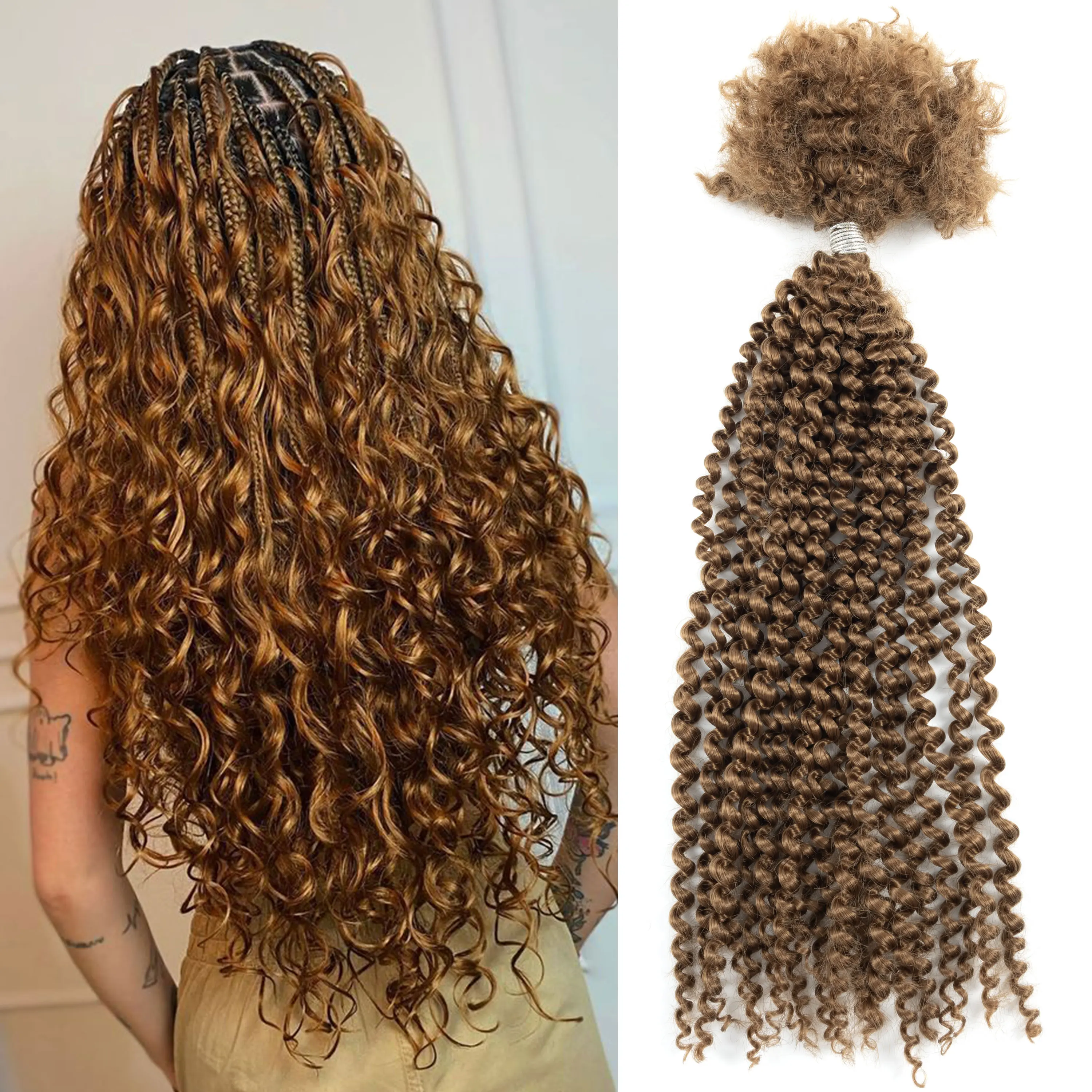 27# 30# 99J# BUG# 100g/pack Free Sample Jerry Curly Human Blend Hair Bundles Synthétiques Hair Bulk Extensions for Braiding