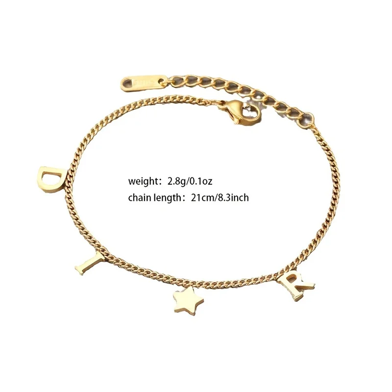 Nueva moda de Corea, pulsera con colgante de estrella y letras para mujer, pulsera Simple Vintage de acero inoxidable, accesorios de joyería de lujo, regalos