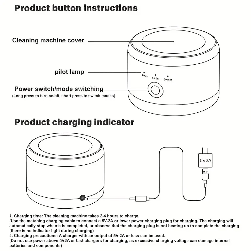 Ultrasonic Cleaner Machine, Automatic Denture Cleaner USB Rechargeable Cleaner with Cleaner, 3 Modes, for All Dental Appliance