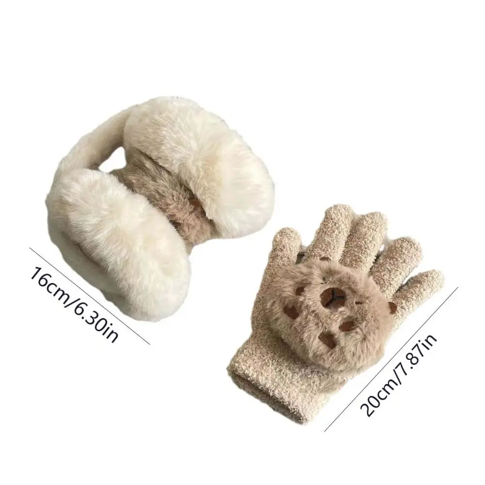 Fashion Full Finger Capybara Plush Earmuffs Cartoon Thicken Winter Gloves Earflap Keep Warmer Foldable Ear Cover Female