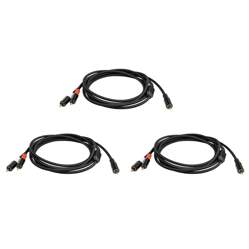 B29C-3X RCA Y Adapter Cable Subwoofer Y Cable 1X RCA To 2X RAC Audio Cable 1 Rca To 2 Rca Power Amplifier Audio Cable,1 Meter