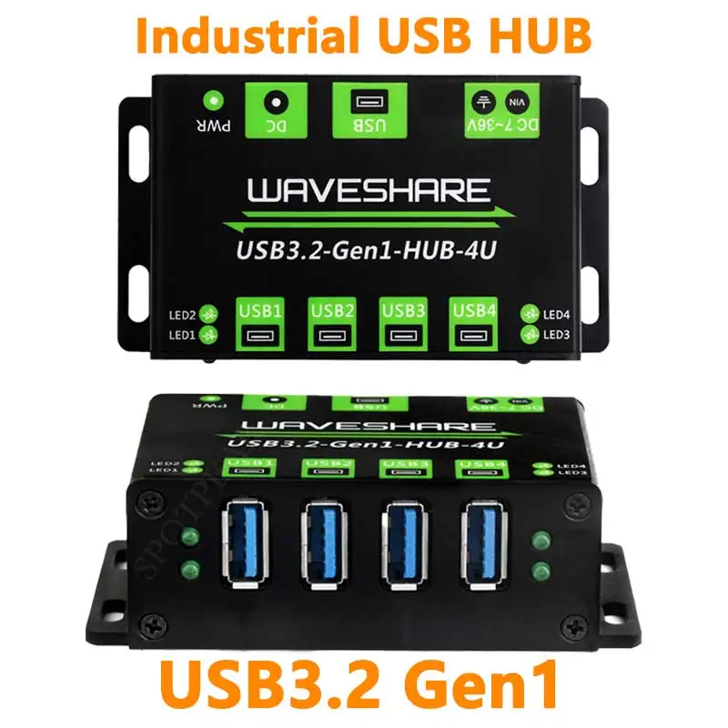 Industrial USB HUB USB3.2 Gen1 One-To-4U Onboard 7~36V DC power port For Multi Systems