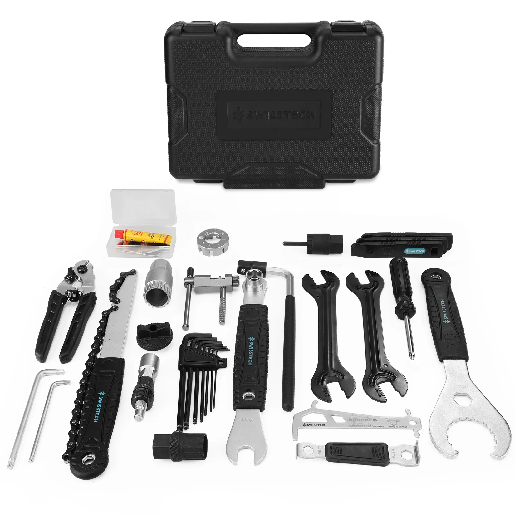 Swiss+Tech 30 Piece Bike Repair Tool Kit, Bicycle Maintenance Tool Set with Storage Case, Bike Accessories for Mountain