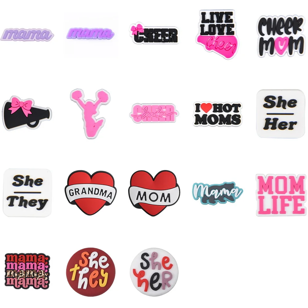 

9pcs Festival Mother’s Day LIVE LOVE Shoe Decoration Mama Mom Cheer Shoe Charms For Women Girls Presents