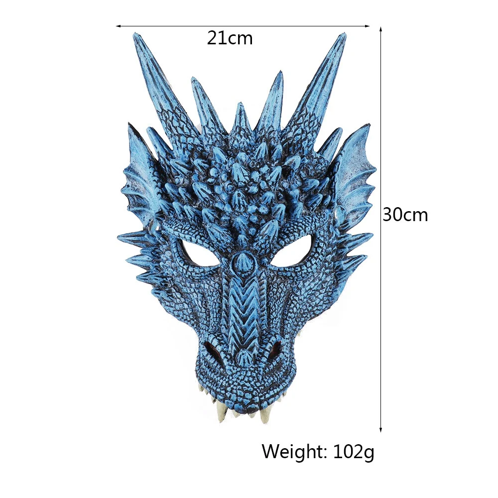 Mardi Gras Halloween Carnival PU Foam 3D Chinese Dragon Animal Dragon Mask Cosplay Dragon Scary Mask,Yellow