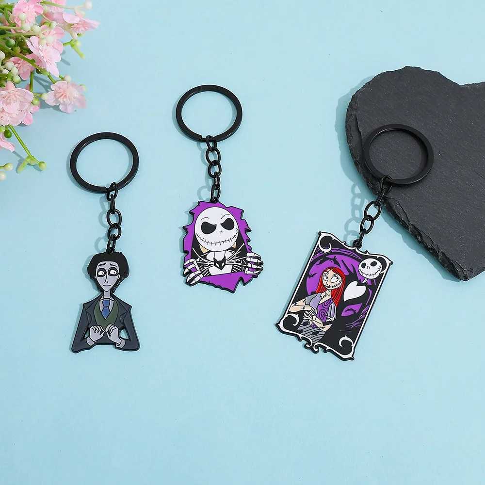Anime Cartoon Nightmare Before Christmas Schlüsselanhänger Jack Skellington Charms Gothic Halloween Accessoires Geschenke – Detail 5