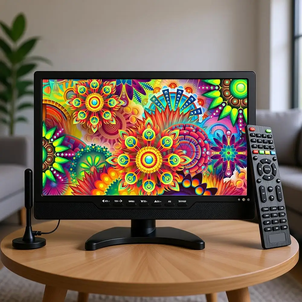 

14inch Portable HD LED TV with ATSC Tuner, Built-in Stand, Outdoor & Home Use, AC/DC-12V Power