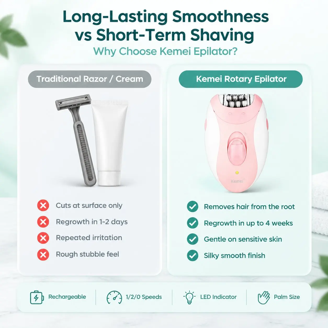 Women Electric Epilator USB Rechargeable Hair Remover Portable Body Hair Removal Machine For Legs Arms Armpit Ladies Home Use