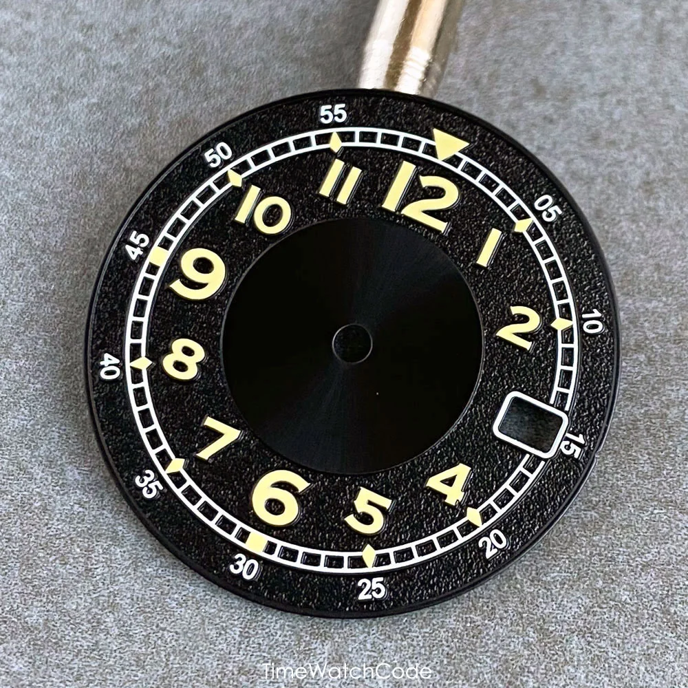 Pilot Aviator Watch Dial Black Green for Field Watches Modified 29mm Luminous for NH35 NH36 NH38 4R35 4R36 Automatic Movement