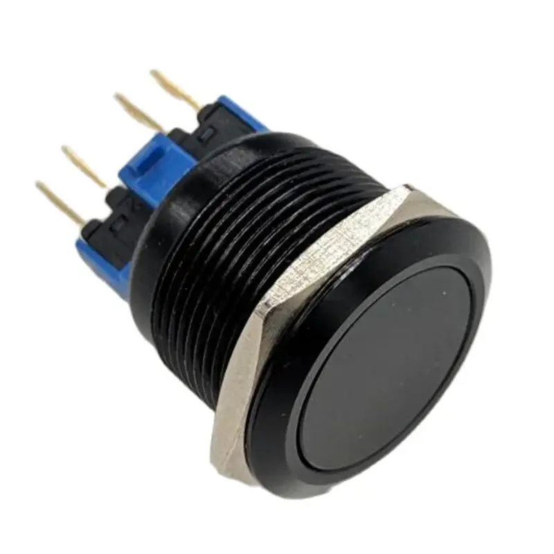 Zusen 22 มม.อลูมิเนียมสีดําออกไซด์ LATCHING Momentary PUSH ปุ่มสวิทช์ (ZS22-11/A)