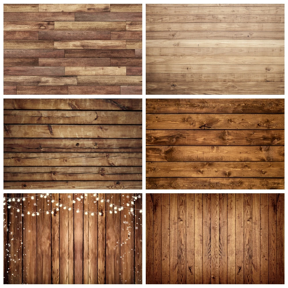 

Rustic Wood Backdrop Photography Retro Brown White Wooden Backdrop Baby Shower Birthday Party Kids Pet Photo Background Banner