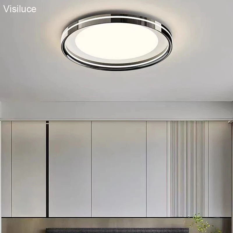 Remote Control Modern Led Ceiling lamp Super Bright Black Round Aluminum For Living Room Bedroom Balcony Ceiling Lights Fixture