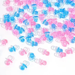100PCS Mini Acrylic Blue Pink Pacifier Nipple Baby Shower Party Favors Kids Birthday Gifts Gender Reveal Table Scatter Decor