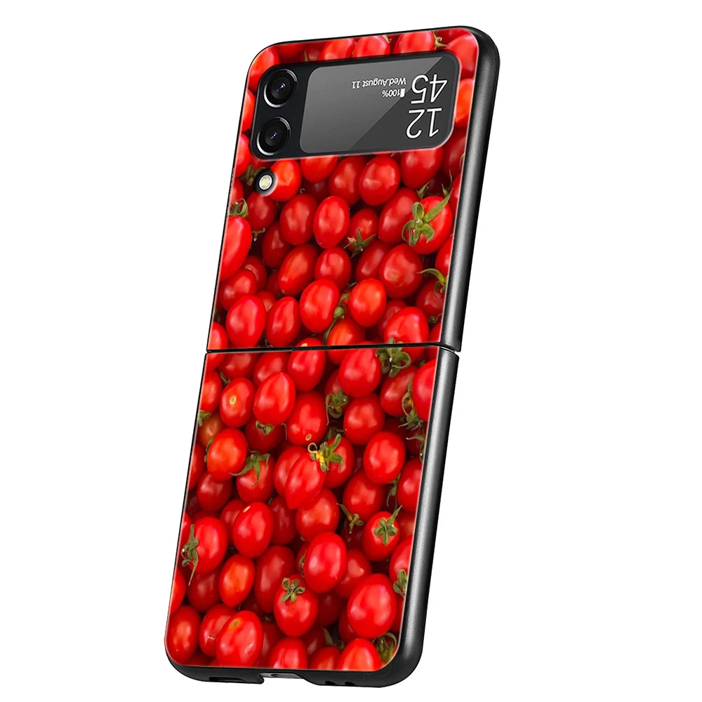 Fruits Tomatoes Pattern Hard PC Phone Case For Samsung Galaxy Z Flip 4 5 6 Transparent Cover For Galaxy Z Flip 3 Shockproof Case